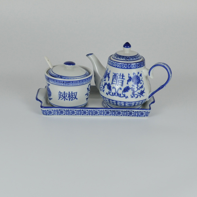 Frasco de tempero de cerâmica Jar Loja de macarrão Azul Branco Porcelana Frasco de pimenta Pote de vinagre Caixa de temp