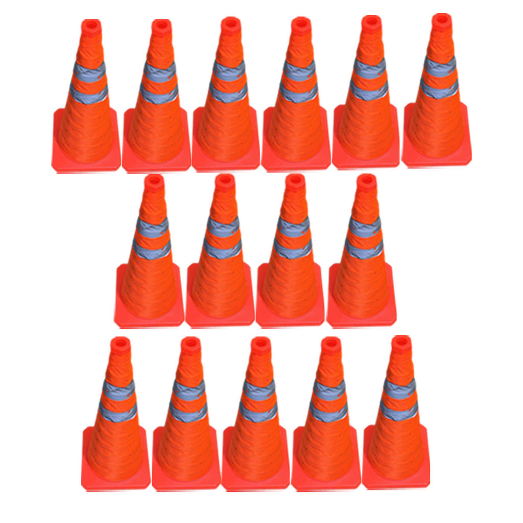 Cone Portatil Obra Kit 15 Uni Retratil Sinalizador Flexivel Baliza Rodovia  Segurança Dobravel Estrada Alerta Viario