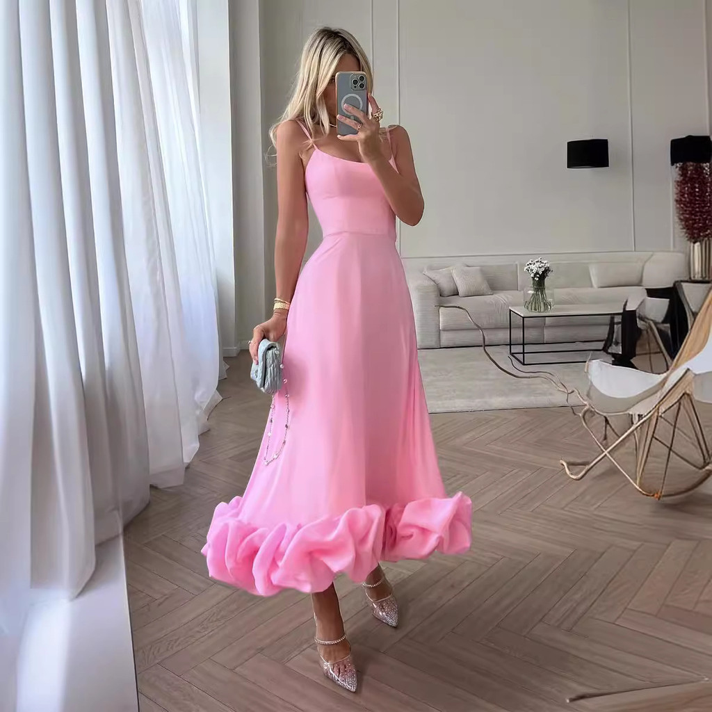 Vesido longo Saia Longa Feminina Com Suspensório Evasê E floral , vestido De Noite Feminino formal