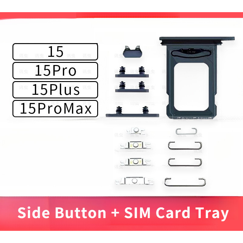 Compatível com IP Key Card Tray 15 15Pro 15Plus 15ProMax, botão de ligar/desligar e volume, botão Max.