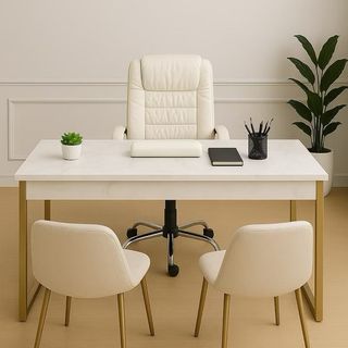 Mesa Diretor Escritório 90cm Pês de Aço MDF Home Office com Espaço e Estilo Sala