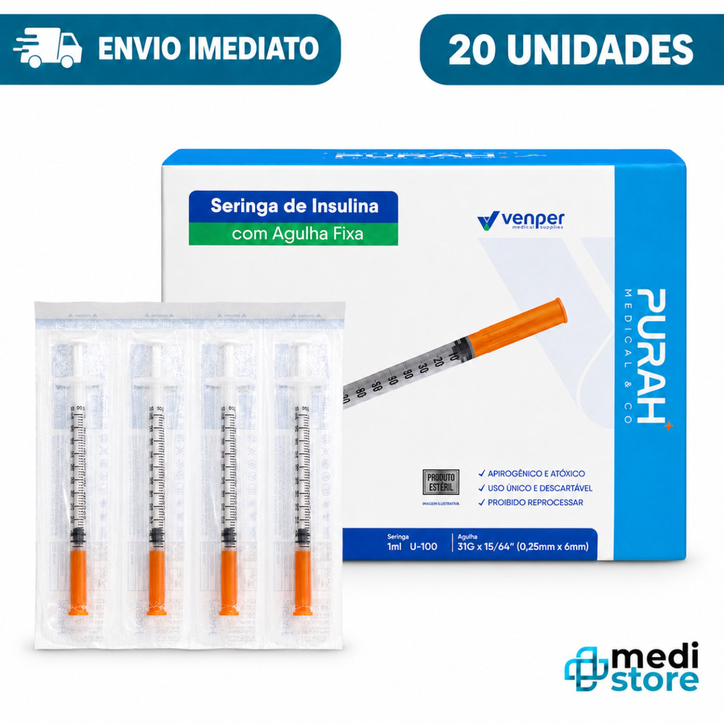 Kit 20 Seringa 1ML Agulha 06x0,25mm P/ Insulina Botox Venper Envio Imediato