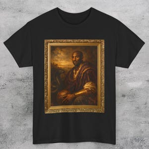Camiseta Masculina Feminina Oversized Estampa Quadro Clássico Retrato Nobre Kobe Bryant com Bola Basquete Camiseta