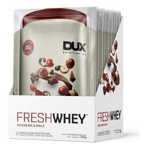 Freshwhey Proteínas Sachê Choco Belga E Avela Dux Nutrition Fresh Whey Chocolate Avelã Fresh Whey