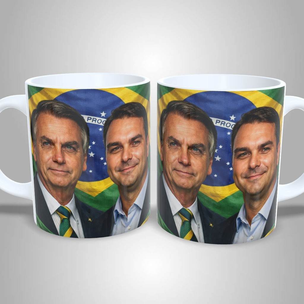Caneca Jair Bolsonaro e Flavio Bolsonaro Design Exclusivo