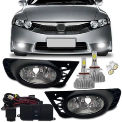 Kit Farol Milha Auxiliar Civic 2009 2010 2011 + Kit Super Led H11 6000k