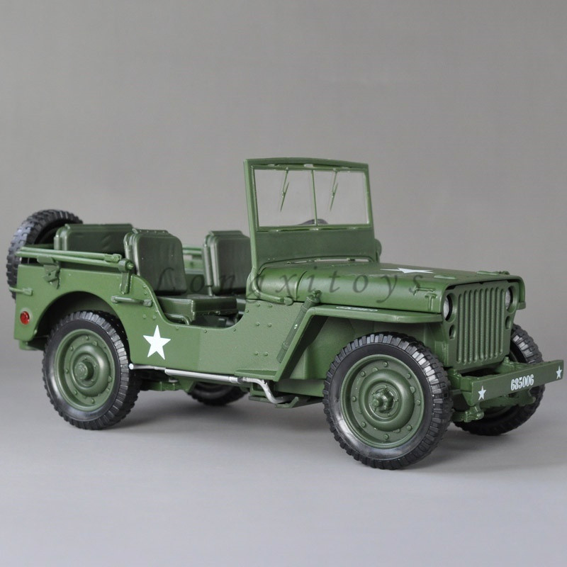 1 : 18 Modelo De Metal Fundido Brinquedo KDW Jeep Veículo Militar Willys Réplica Em Miniatura