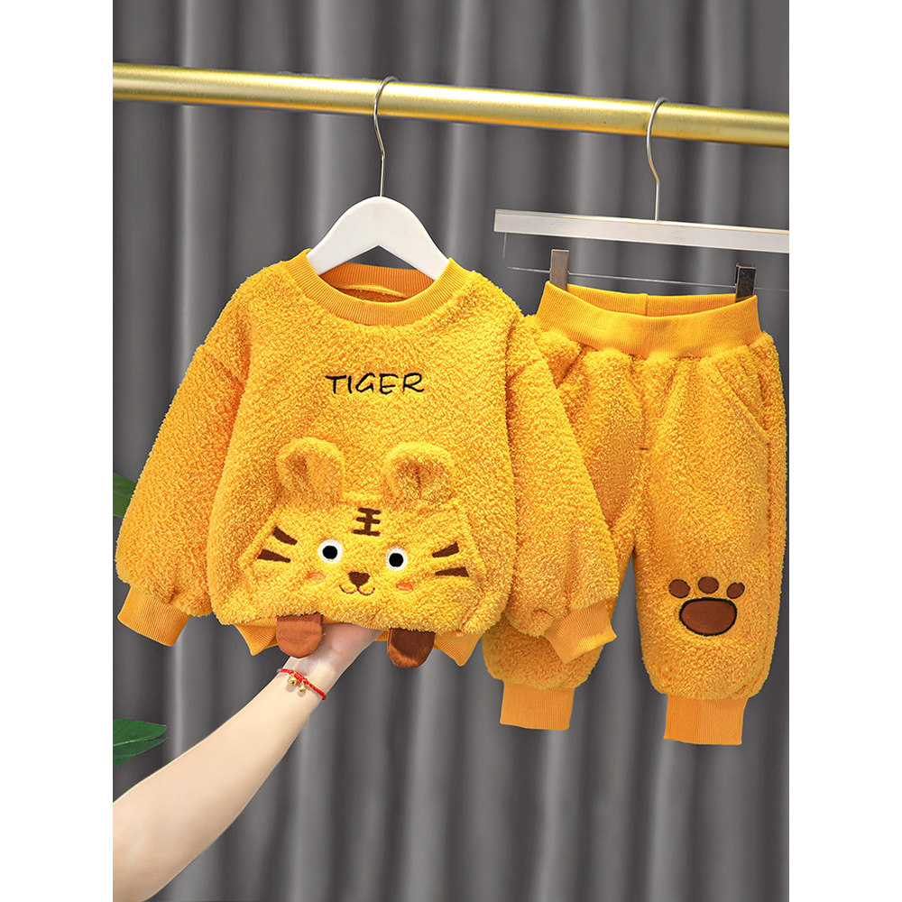 Bebê fino velo moletom conjunto outono inverno roupas infantis inverno bebê bonito roupas infantis meninos roupas de inv
