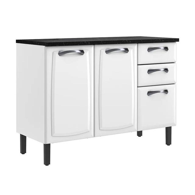 Balcão de Cozinha Itatiaia New Premium 3 Portas e 2 Gavetas Branco