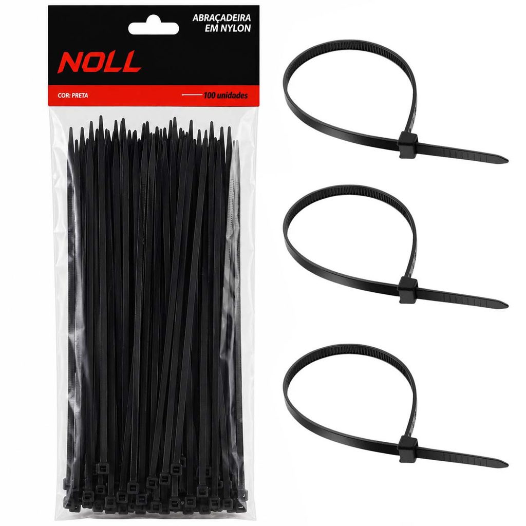 Kit 100 Abraçadeira de Nylon Enforca Gato 2,50x100mm - Noll