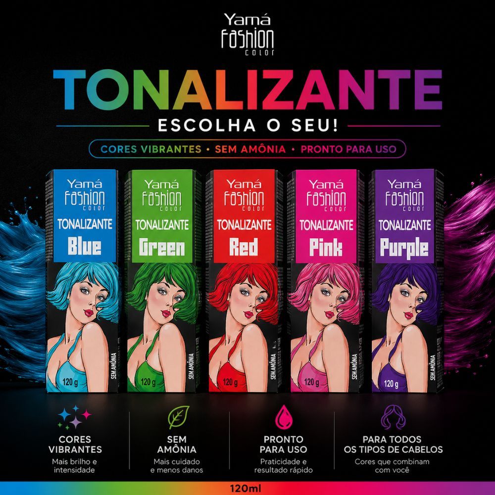Tonalizante Fashion Color Yamá Colorido 120ml - Escolha o Seu