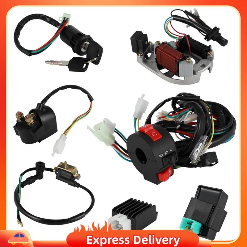 [Entrega Rápida BRY8] Regulador De Bobina De Chicote Elétrico Completo Relé Solenóide CDI Para 4 Tempos ATV 50cc 70cc 90