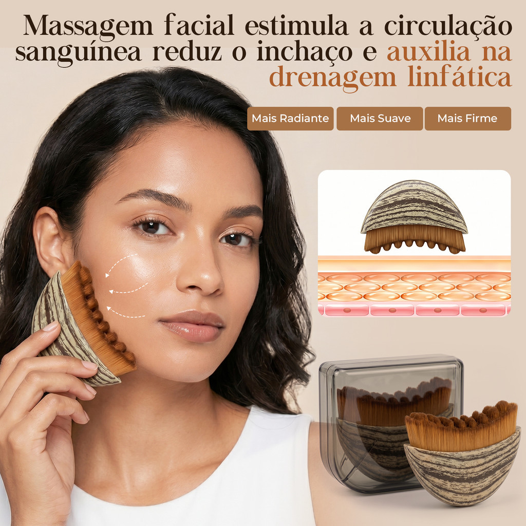 Escova Massagem Facial Drenagem Linfática Modeladora De Queixo Mandíbula Contorno Facial Redutora Papada Macia