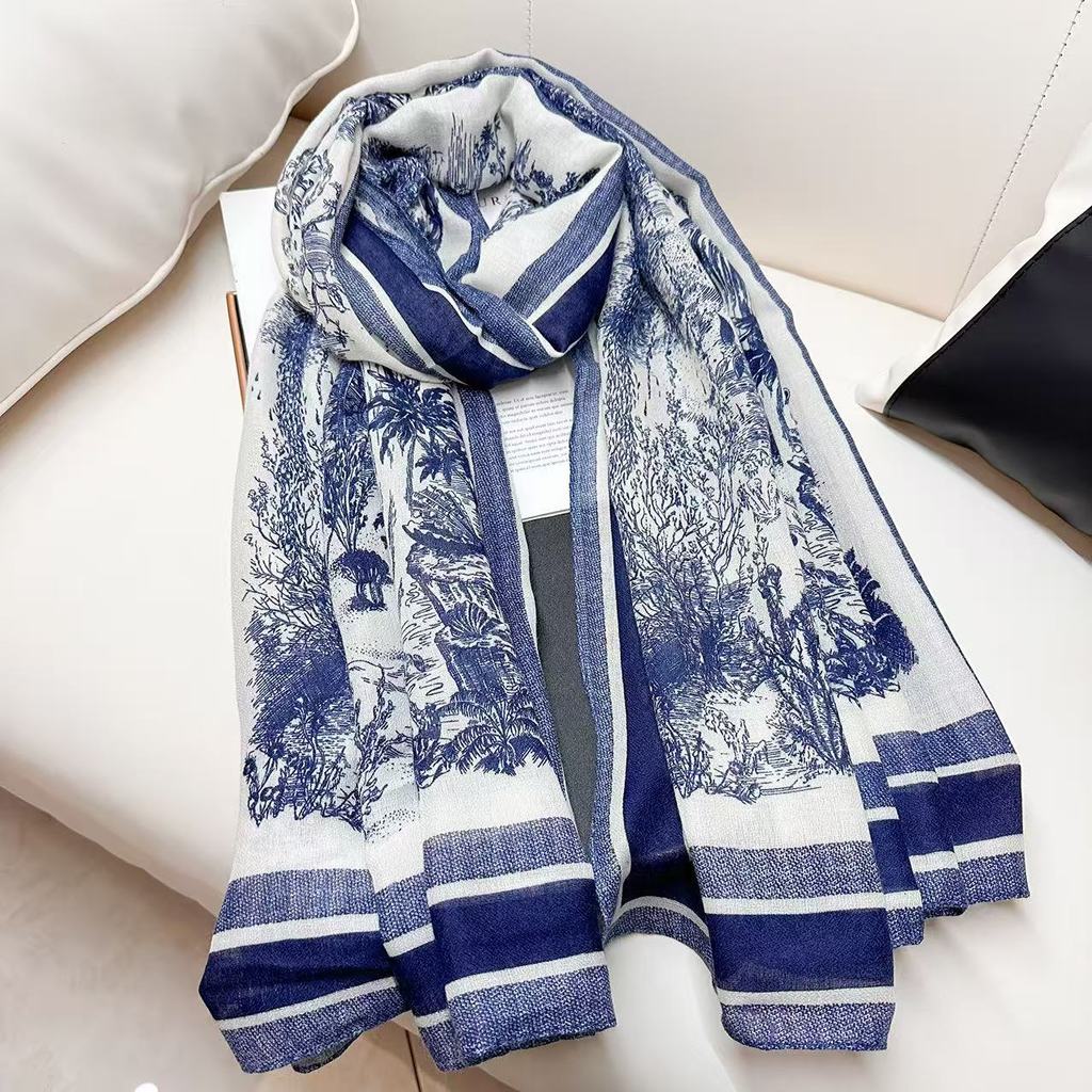 Outono inverno algodão linho cachecol feminino primavera outono novo estilo protetor solar lenço de seda High-End lenço 