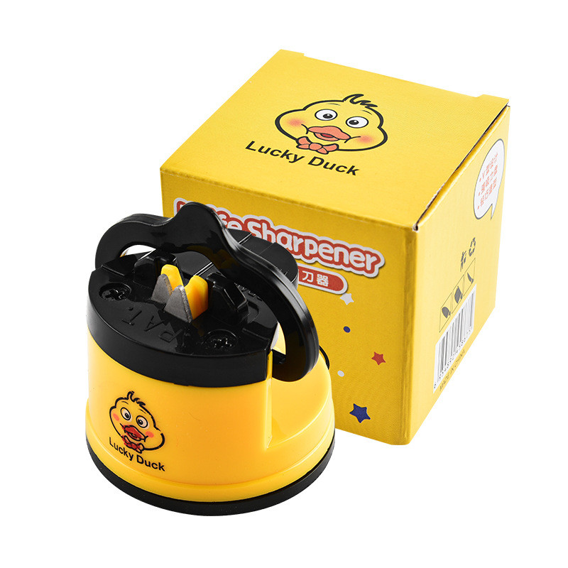 Afiador de facas popular online, mini afiador com ventosa em formato de patinho amarelo, ferramenta multifuncional para