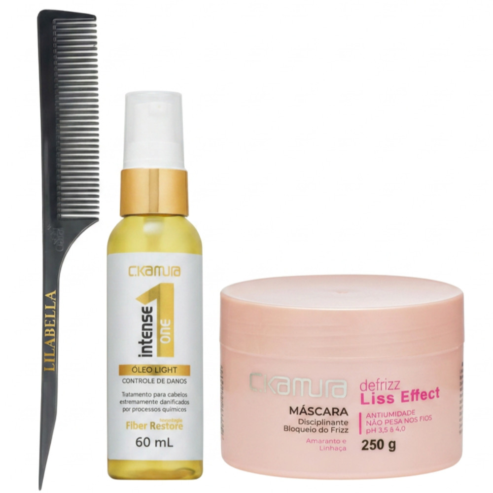 Kit C.Kamura Defrizz Brilho Light + Pente Lilabella