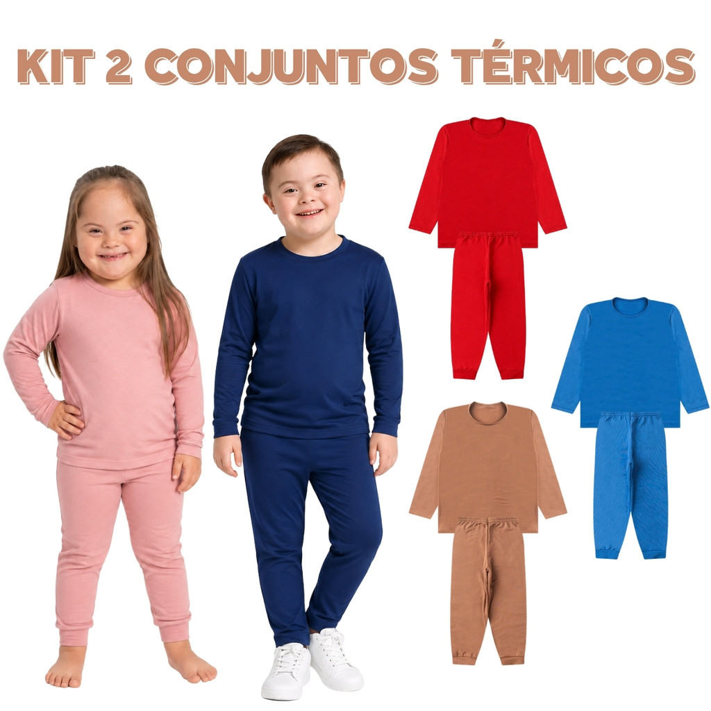 Kit 2 Conjunto Termico Menino Camisa e Calca Segunda Pele Infantil Peluciado Quentinho Camiseta Frio