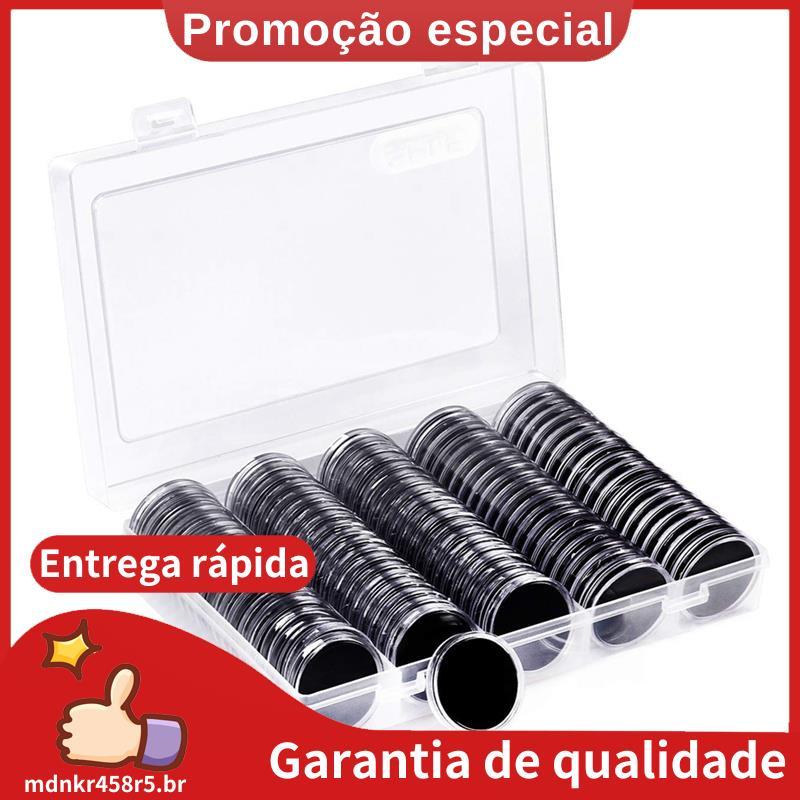 100 Peças De Cápsulas De Moedas De 30 Mm E 5 Tamanhos (17/20/25/27/) Estojo Protetor Para Porta-Com Caixa Organizadora D