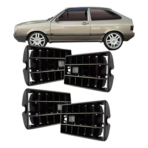 Kit Com 4 Difusor Saída De Ar Vw Gol Parati Quadrado 1987 a 1994 Cor Preto Ambos os Lados e Central