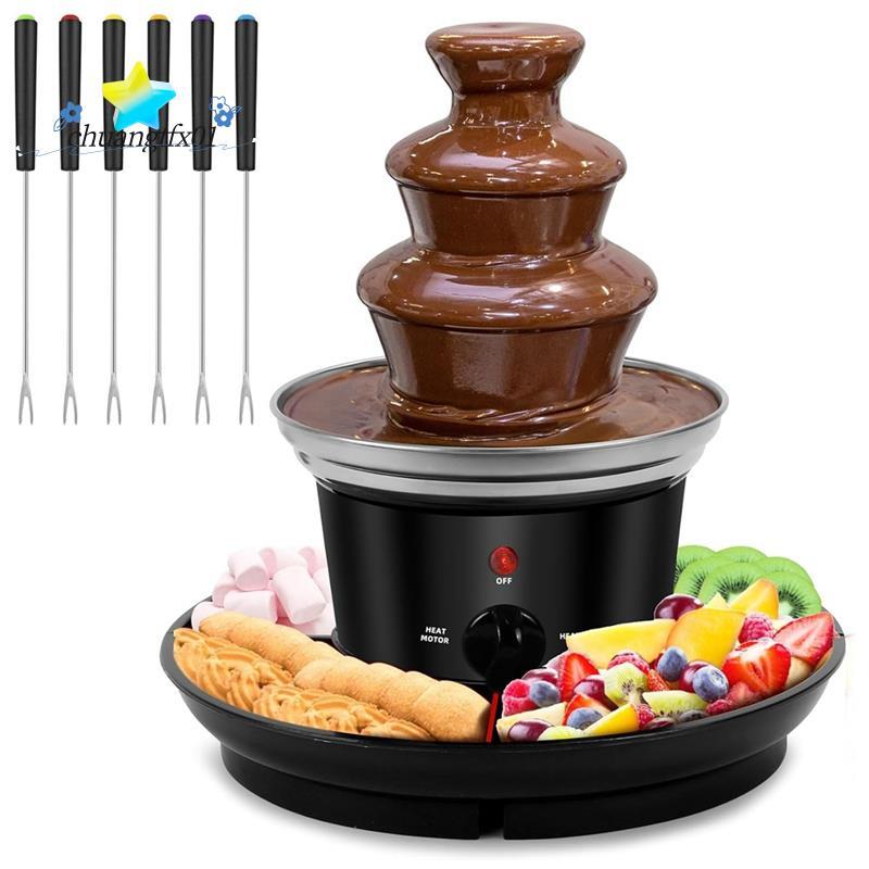 [Promover C] Máquina De Fonte De Chocolate De Três Camadas Conjunto De Fondue Elétrico Mini Nostalgia Removível Derreten