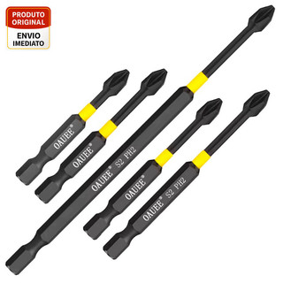 Kit 5 Bits Ponteiras Phillips PH2 Magnéticas de Impacto Aço Reforçado 50 a 150mm