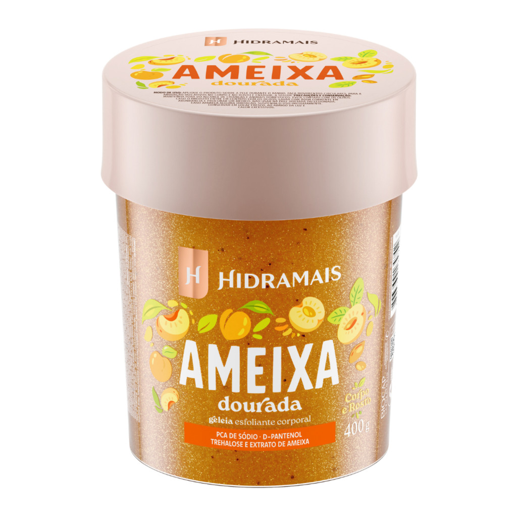Esfoliante Corporal Geleia Ameixa Dourada Hidramais 400g Hidratante Renovação Pele Macia Perfumada