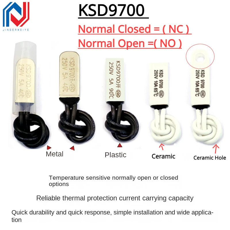 2 Pçs/Lote KSD9700 5A250V 40-140 Graus Celsius Normalmente Fechado Aberto Disco Bimetálico Interruptor De Temperatura Te