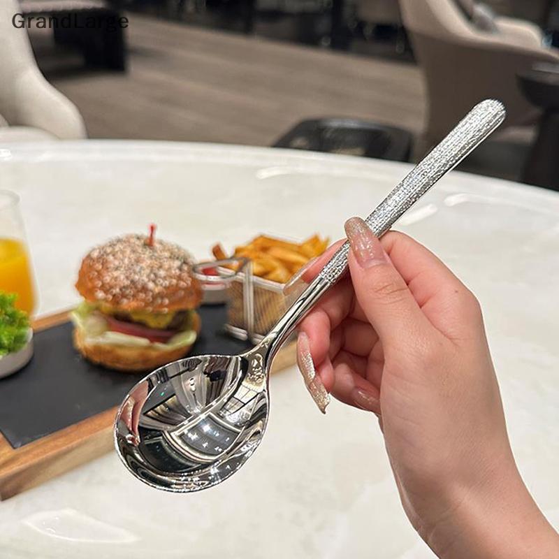 [GrandLarge] Colher De Aço Inoxidável 304 Colheres De Sopa Com Cabo Longo Panela Quente Concha Ramen Macarrão Utensílios