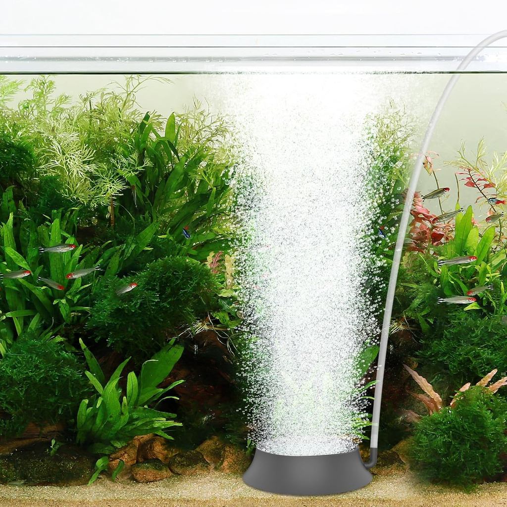 hygger Pedra Difusora de Ar para Aquário, Aerador de Bolhas para Tanque de Peixes com Base de Aço Inoxidável, Difusor de