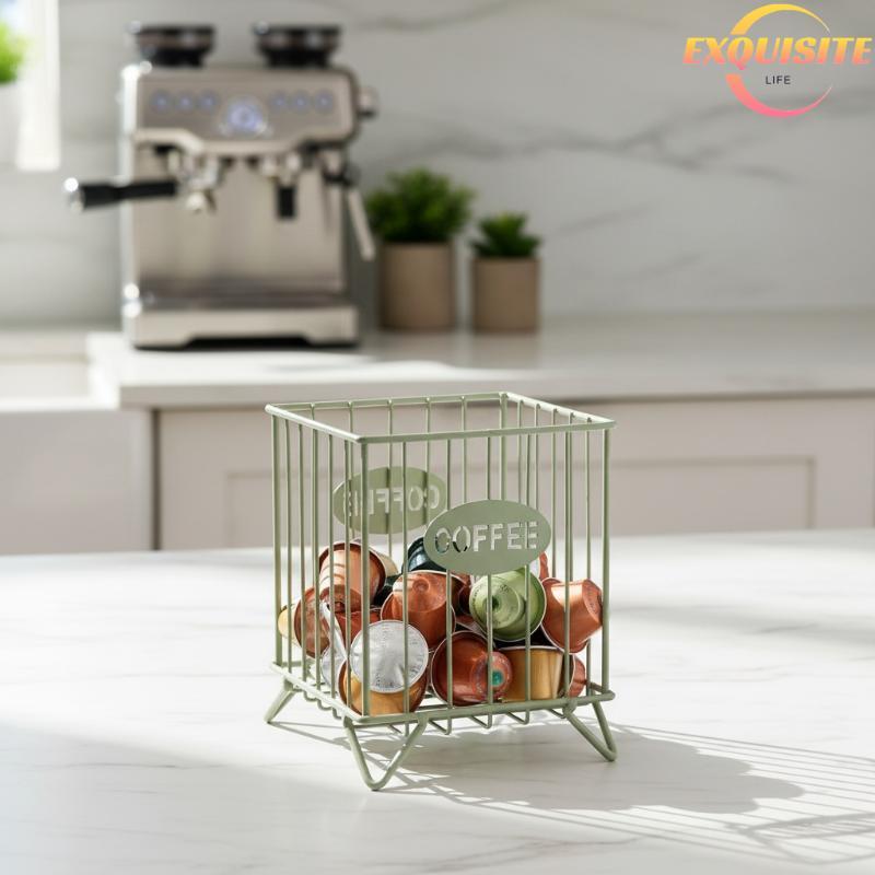 [EL-t] Suporte De Armazenamento De Cápsulas De Café De Ferro Quadrado Para Organizador Bar Doméstico Com Slot Creme Novo