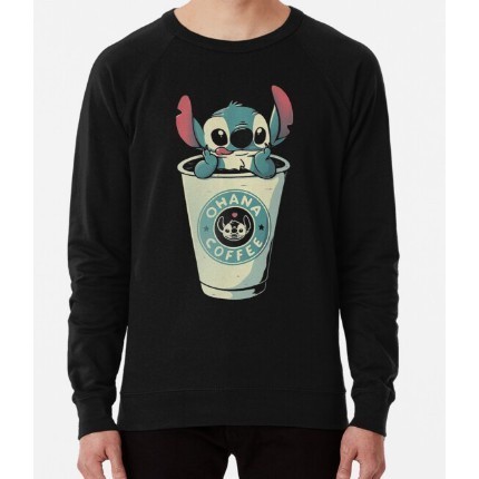 Blusa Moletom Gola Redonda Algodão Unissex Lilo Stitch Starbucks Cofee Ohana Oferta GOLA CARECA MS-MODAS