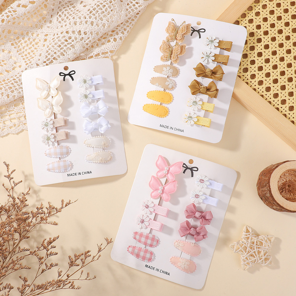 12 Pçs/Set Crianças Meninas Mini Grampos De Cabelo Para Hairbangs Headdress Bonito Borboleta Margarida Fita Arcos Headwe