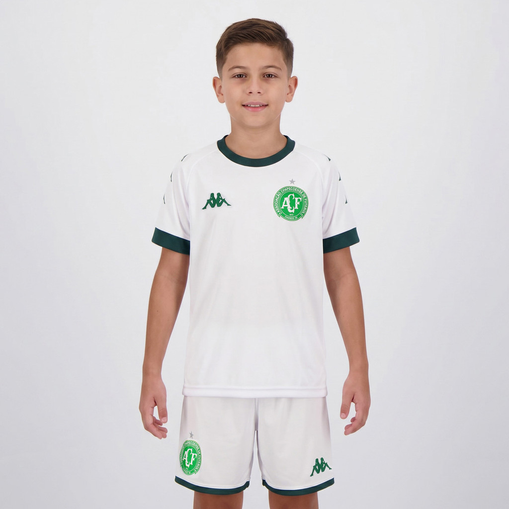 Kit Juvenil Kappa Chapecoense Supporter Echo Branca