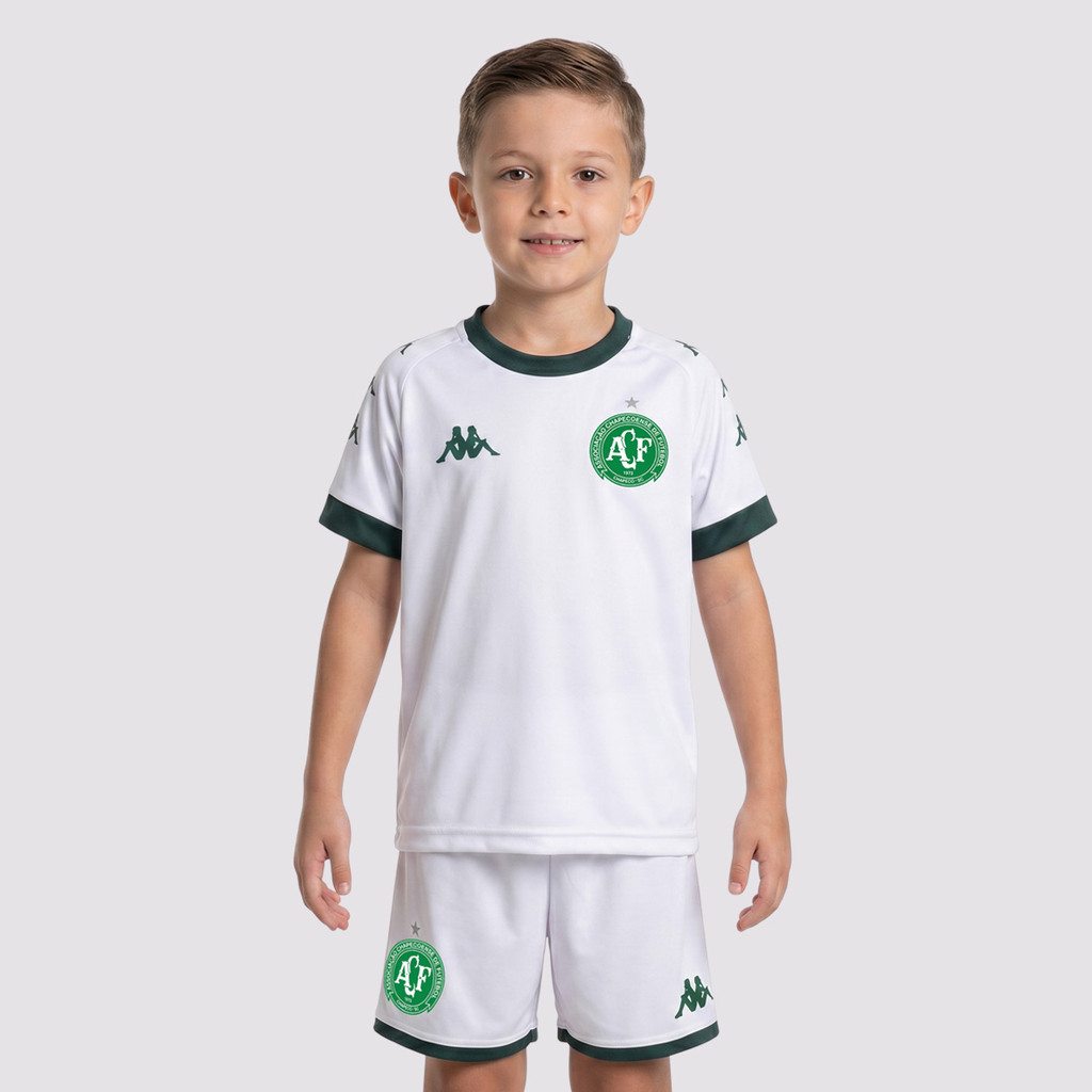 Kit Infantil Kappa Chapecoense Supporter Echo Branca