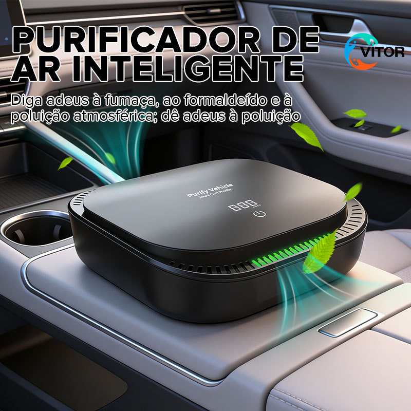 Purificador de Ar Portátil 20m² com Gerador de Ozono, Monitor PM2.5 e Eliminação de Odores Ideal para Coche e Escritório