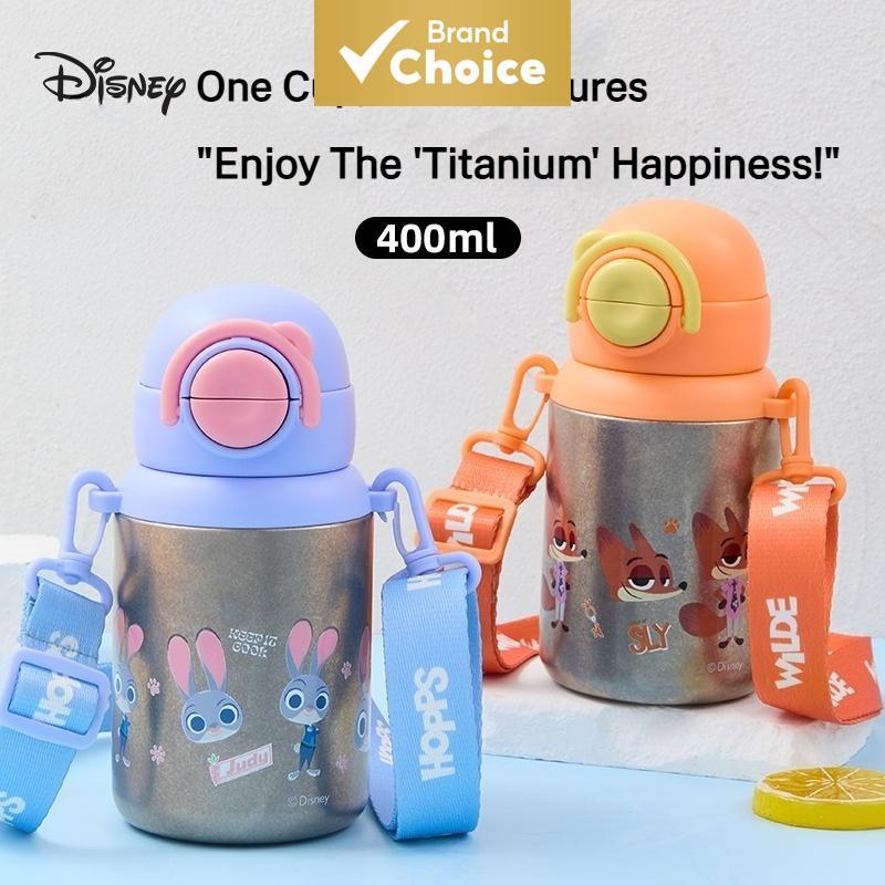 Copo térmico de titânio puro da Disney para meninos, copo de canudo portátil com tema de desenho animado Zootopia, para