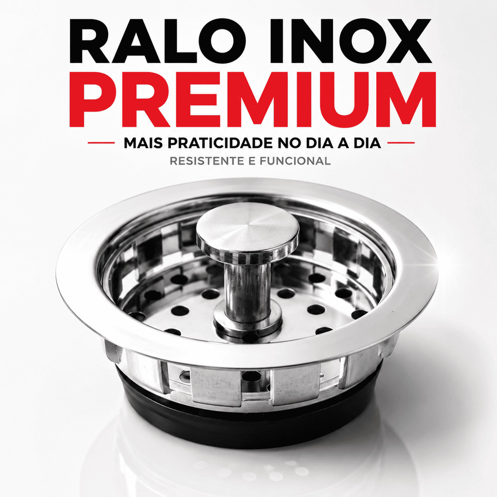 Ralo de Metal 6cm Para Pia com Válvula Americana Cromado Aço Inox Cozinha Ralinho Cesta Cestinha Cuba Com pino
