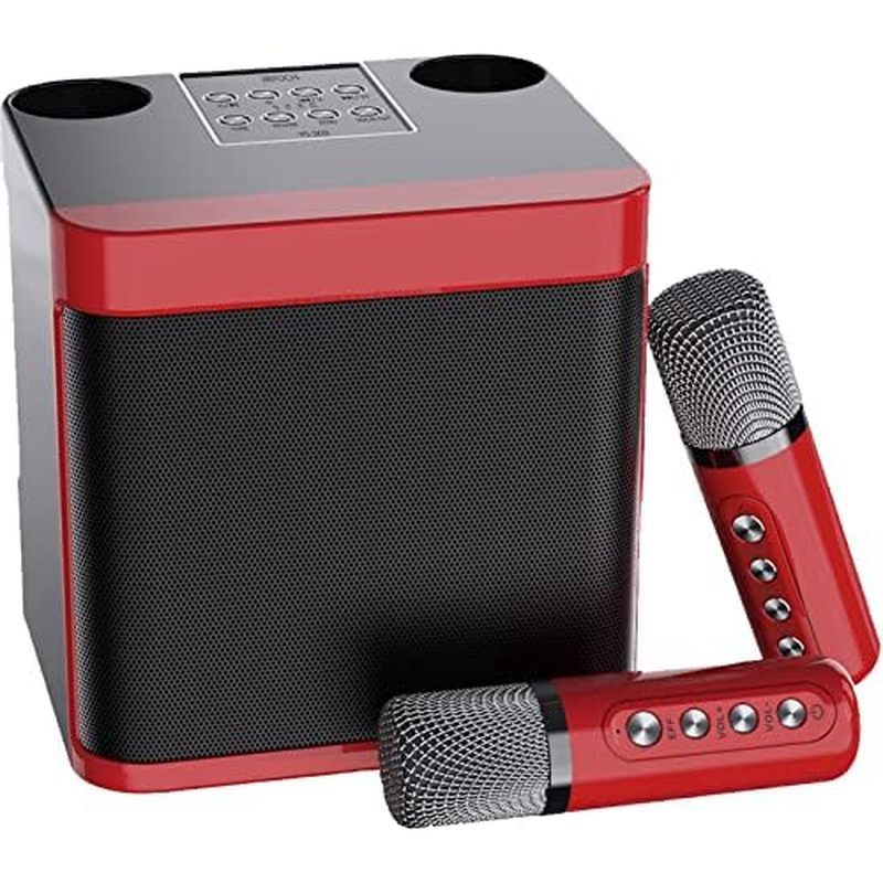 Mini Máquina De Karaokê Para Adultos E Crianças , Alto-Falante Portátil Bluetooth TV , Com 2 Microfones Sem Fio Sistema 