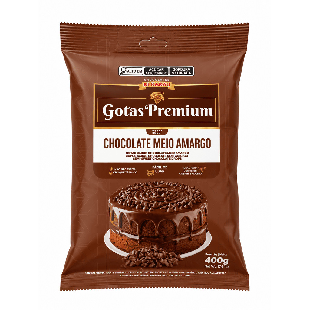 GOTAS PREMIUM SABOR CHOCOLATE MEIO AMARGO 400G