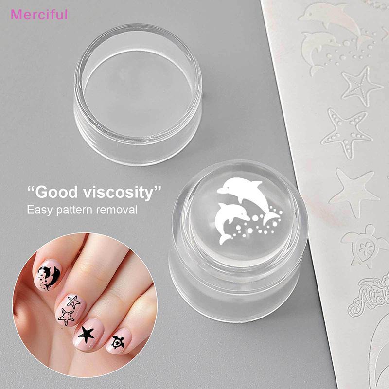 [Mer] Carimbo De Unha De Silicone Gelatinoso Com Raspador , Modelos De Unhas Transparentes , Para Estampagem De Esmalte