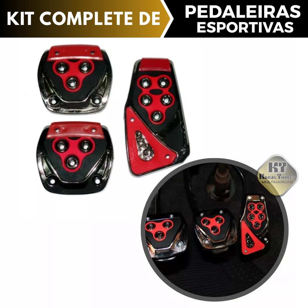 Pedaleiras Esportivas Automotiva vermelho, Azul, Preto, Rosa vibrante Tuning Kit 3 Peças