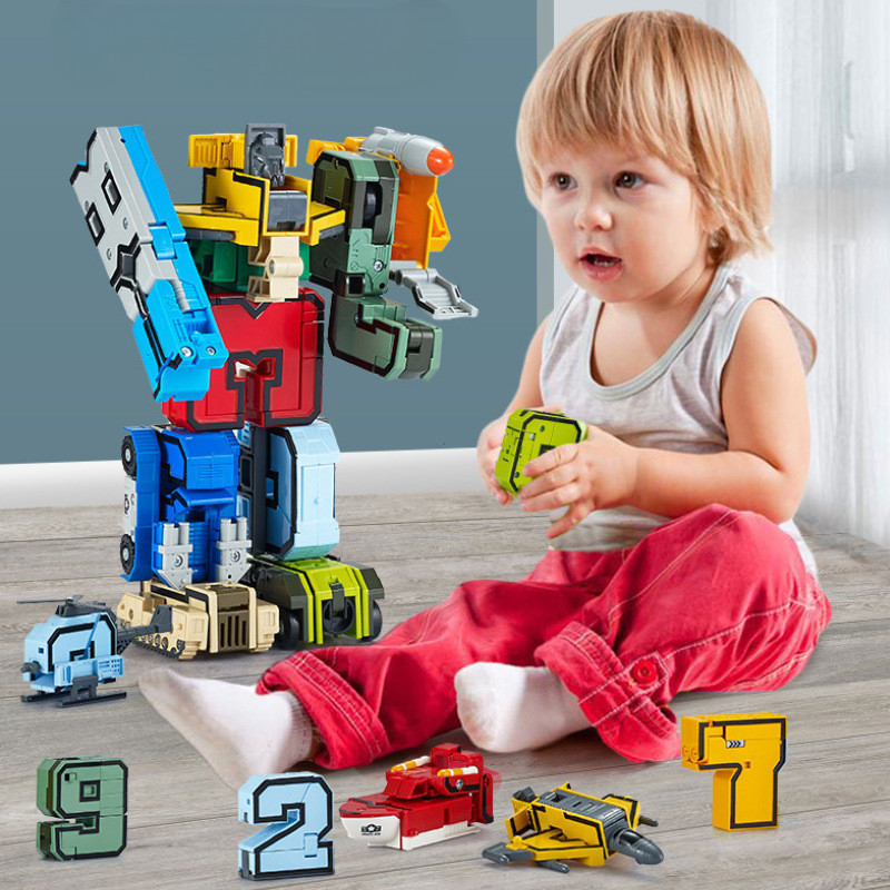 Conjunto De Brinquedos De Combinação De Quebra-Cabeça De Tanque De Carro Robô De Transformação digital 0-9 Para Crianças