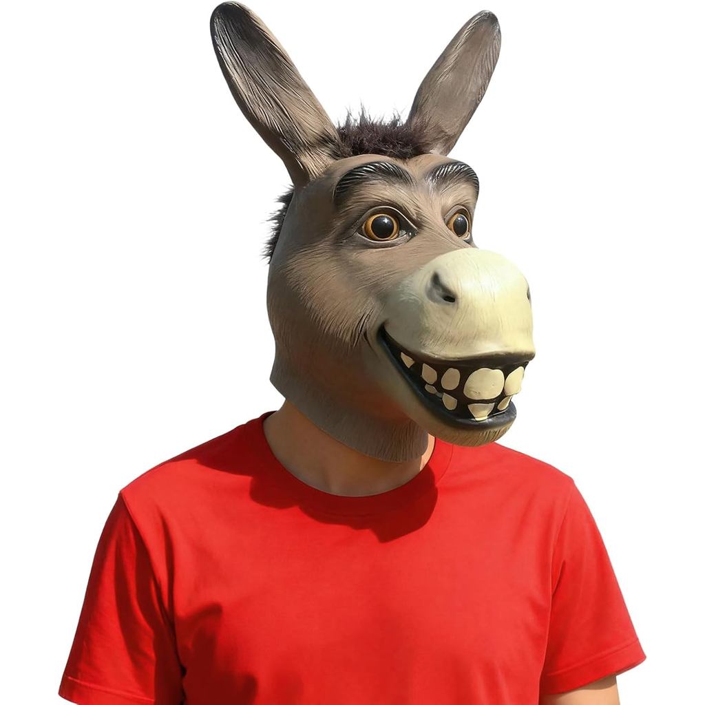 Máscara de Burro, Máscara de Látex de Cabeça de Animal, Fantasia de Animal de Luxo para Festas e Cosplay, Acessório para