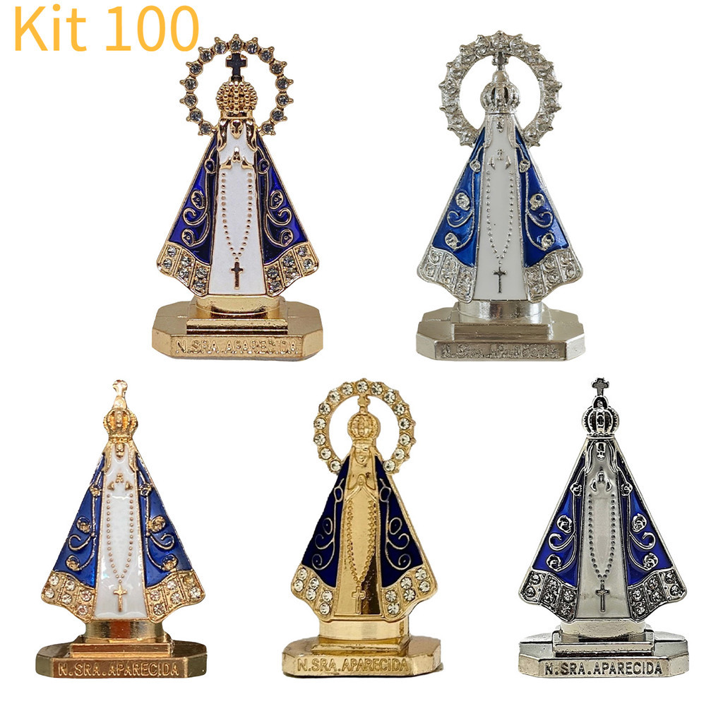 Kit 100 Unidades Nossa Senhora Aparecida | Imagem Religiosa para Carro e Casa | 5,5 cm