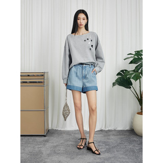 CLMX Tecido jeans de sarja de algodão de alta densidade retrô All-Match estilo viajante em camadas Shorts jeans flangead