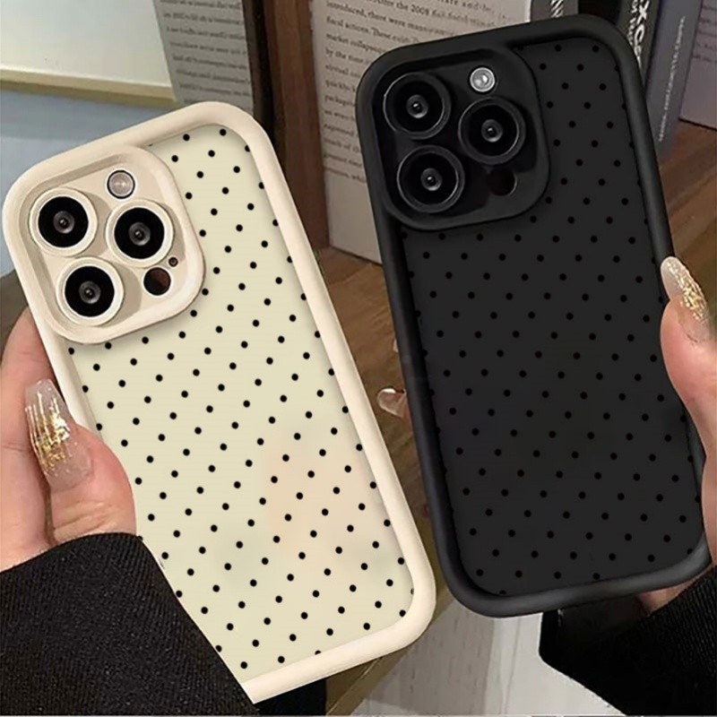 Capa De Telefone Com Bolinhas Pretas Para Samsung Galaxy A17 A07 A14 A25 A54 A56 A36 A26 A24 A14 A15 A12 A16 A34 A55 A54