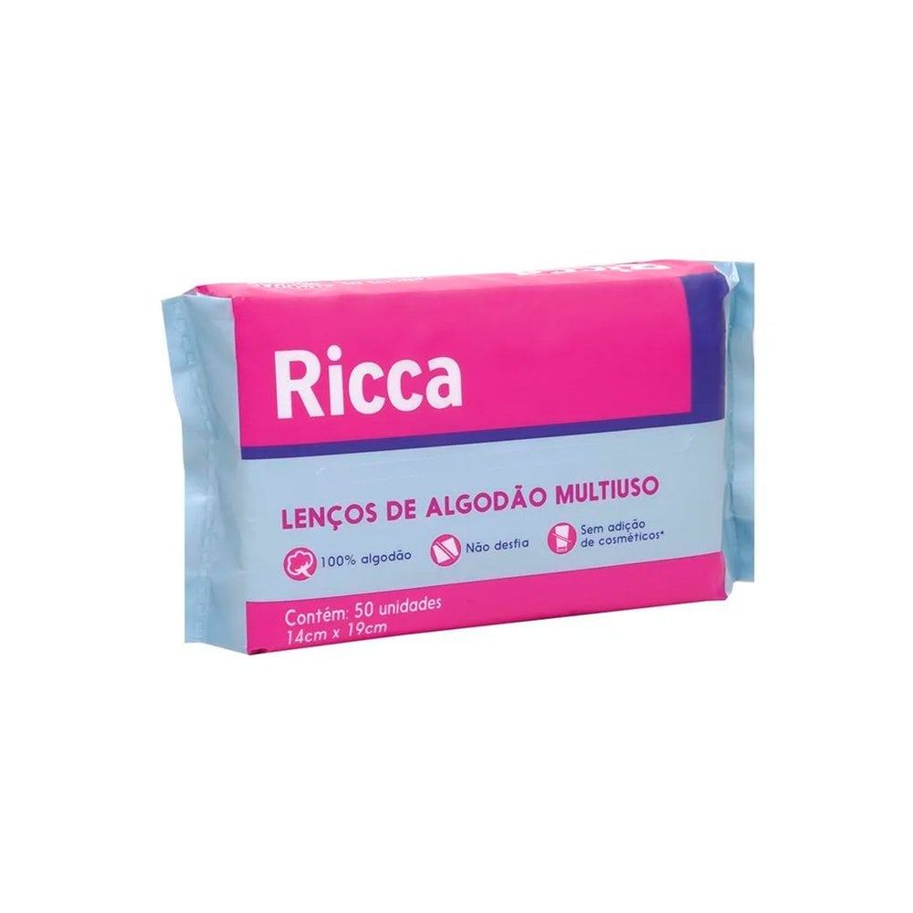 Lenço de Algodão Multiuso Ricca c/ 50 unidades