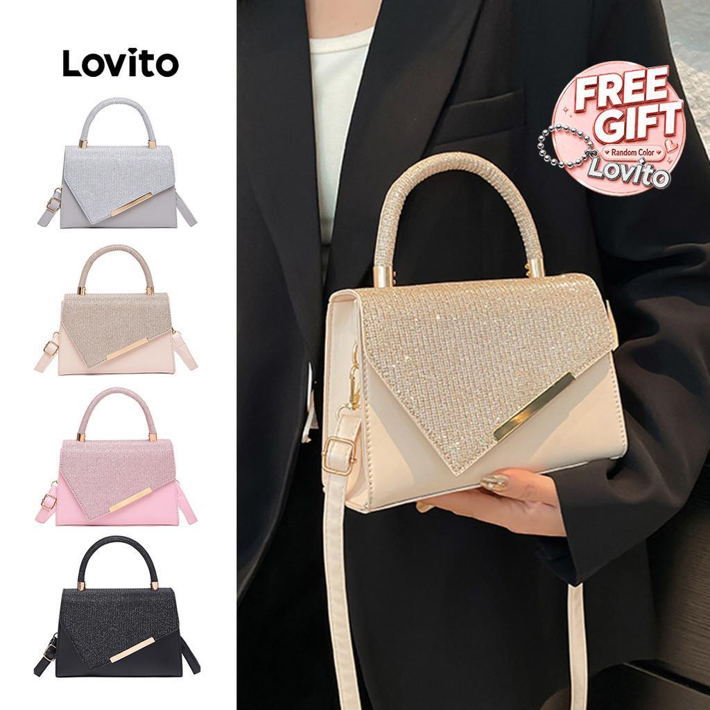 Lovito Elegante Bolsa de Ombro Pequena com Glitter para Mulheres LFA107041