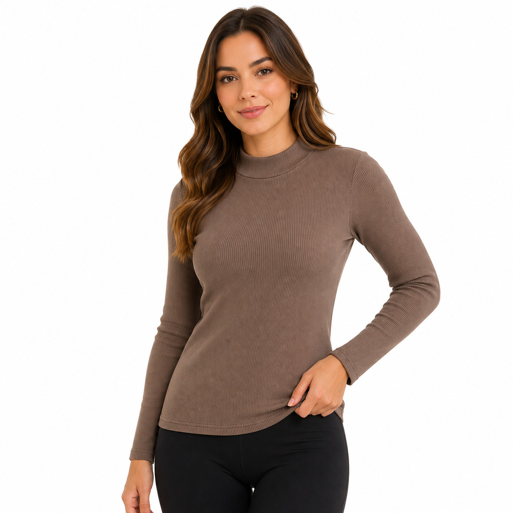 Blusa Térmica Feminina Canelada Grossa Gola Média DH-25714-M