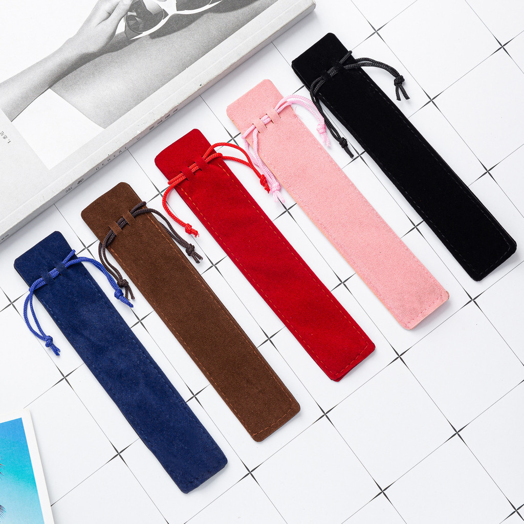 | 【pencil case】 | ✪Estojo pronto para lápis com cordão Estojo de cristal Caneta de flanela espessada dupla face Caneta d